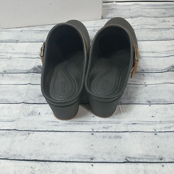 CROCS Sarah Belted Clogs 203631 Womens SZ8 Brown Leather Strap - Picture 5 of 12